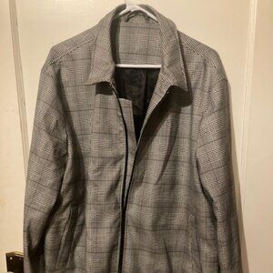 Topman Bomber Jacket. Black and White Plaid Zip Up US XXL